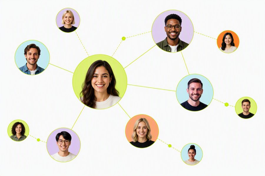 Illustration of people connected in a network